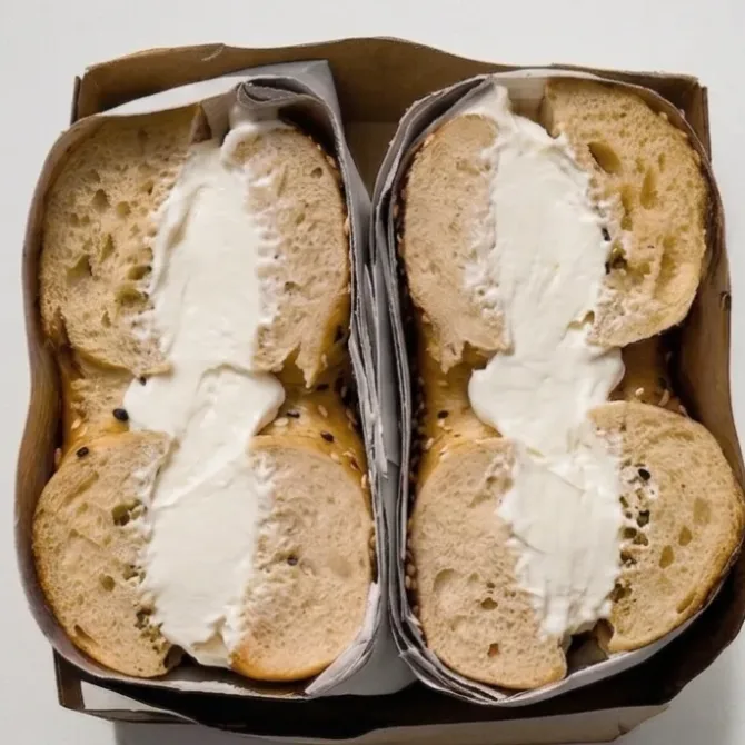 bagel with fresh cream cheese